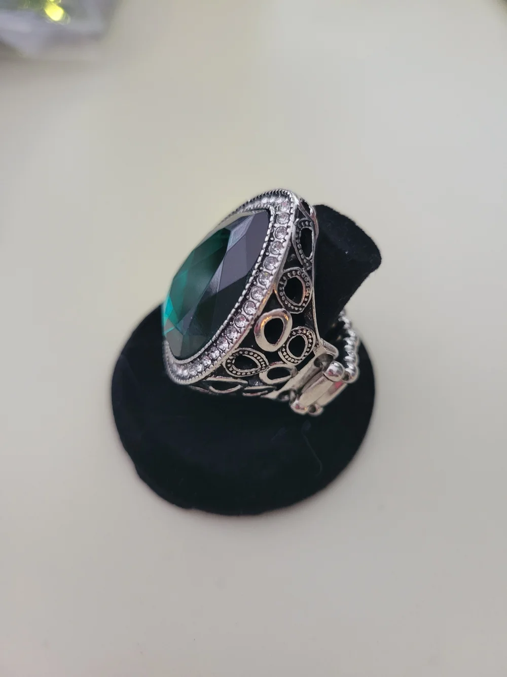 Paparazzo Emerald Teardrop Statement Ring - Green Crystal Accent